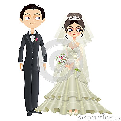 Christian Wedding Couple Vector Illustration