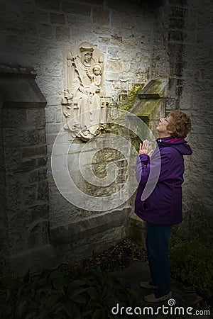 Christian Woman Prayer, Prays, Praying, Church Stock Photo