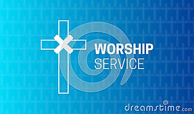 Christian Worship Service Background Illustration with Cross Vector Illustration