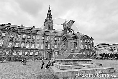 Christianborg Castle in Black and White Editorial Stock Photo