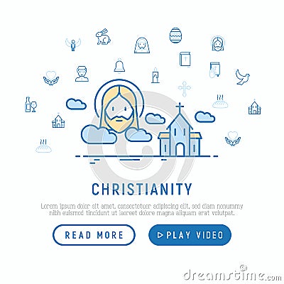 Christianity concept with thin line icons Vector Illustration