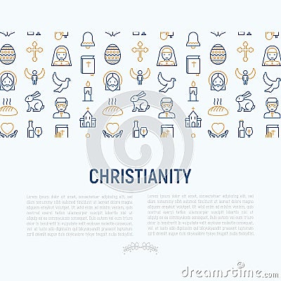 Christianity concept with thin line icons Vector Illustration