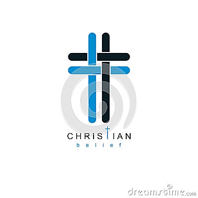 Christianity Cross true belief in Jesus vector symbol, Christian Vector Illustration