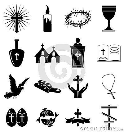 Christianity icons set Vector Illustration