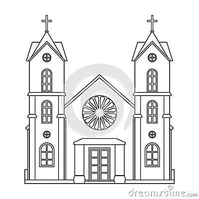 Christianity lineart church architecture house building religious design vector illustration Vector Illustration