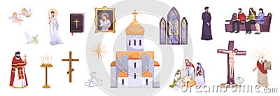 Christianity People Realistic Set Vector Illustration