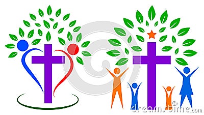 Christianity people tree Vector Illustration