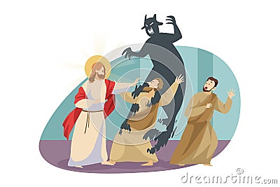 Christianity, religion, protection, devil concept Vector Illustration