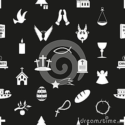 Christianity religion symbols black and white seamless pattern eps10 Vector Illustration