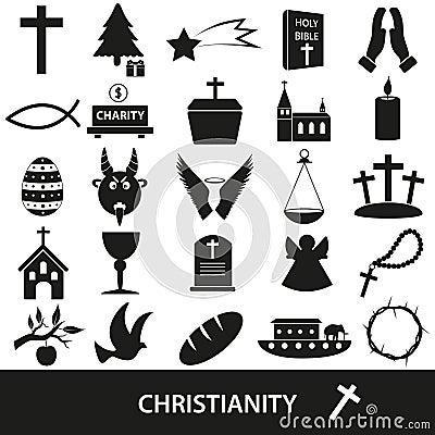 Christianity religion symbols vector set of icons Vector Illustration