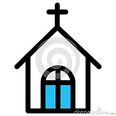 Christion building, worship house fill vector icon which can easily modify or edit Vector Illustration