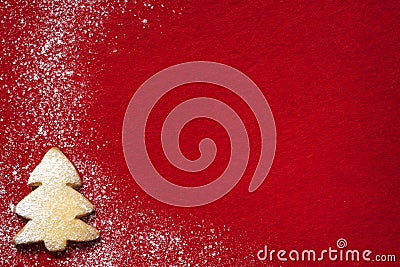 Christmas abstract background with cookies on red Stock Photo