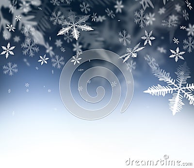 Christmas Abstract background. Falling snowflakes on blue abstract sky. Free space for your Christmas and New Year wishes - felic Stock Photo