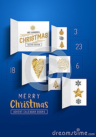 Christmas Advent Calendar Doors Vector Illustration