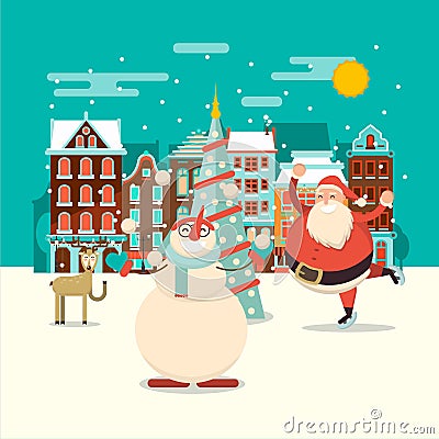 Christmas advent calendar template. Vector xmas greeting card la Vector Illustration