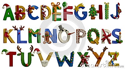 Chritsmas alphabet. Letters from A to Z. Handmade with plasticine Stock Photo