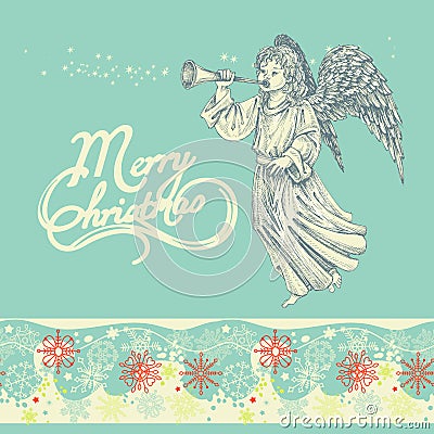 Christmas angel greeting card Vector Illustration