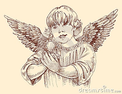 Christmas angel holding light Vector Illustration