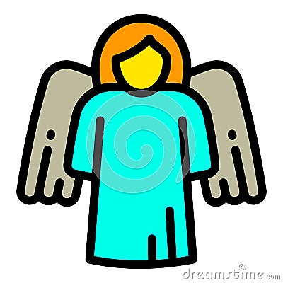 Christmas angel tree toy icon, outline style Vector Illustration