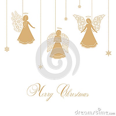 Vector Christmas Angels with ornamental wings Vector Illustration