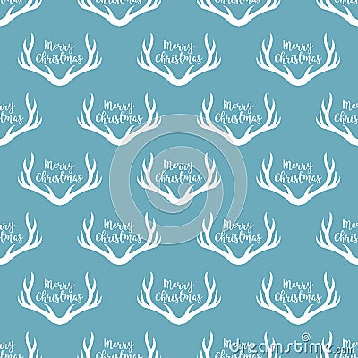 Christmas antlers silhouette seamless pattern. Xmas deer Illustration. Animal head texture. Design for textile, wallpaper, web, fa Stock Photo