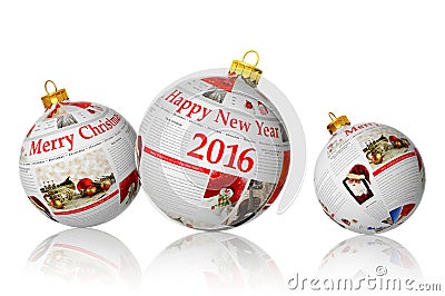 Christmas articles on newspaper balls Stock Photo