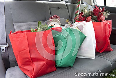 Christmas in the Back Seat Stock Photo