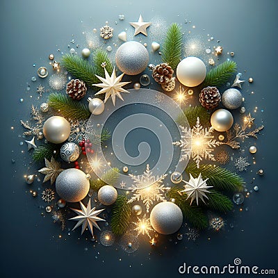 Christmas background with balls. AI Stock Photo