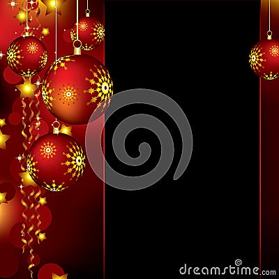 Christmas background with baubles and stars Vector Illustration