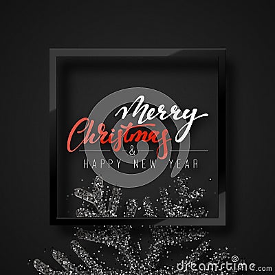 Christmas background, with beautiful bright snowflakes realistic shine glitter. Vector Illustration