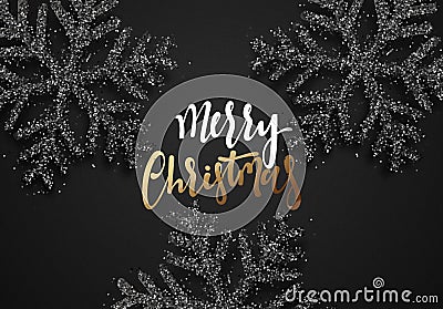 Christmas background, with beautiful bright snowflakes realistic shine glitter. Vector Illustration