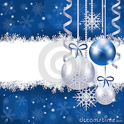 Christmas background in blue and silver with copy space Vector Illustration