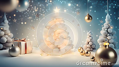 Christmas element background in a gleaming golden enchanted night stimulates both luxury and holiday cheer.Generative AI Stock Photo