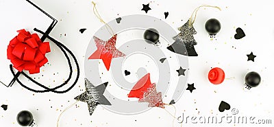 Christmas background. creative abstract composition of xmas decorations Stock Photo