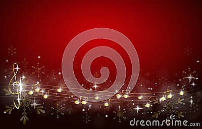 Christmas background decorated with music notes Stock Photo