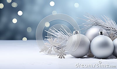 Christmas background. Festive New Year's Christmas tree balls. Happy New Year holiday creative horizontal banner. Cartoon Illustration