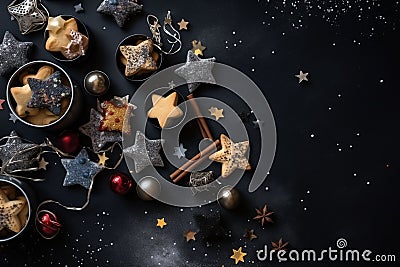 Christmas background, flat lay. Stock Photo