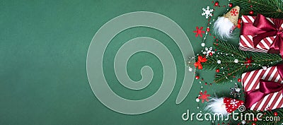 Christmas background. Flat new year mockup with copy space Stock Photo