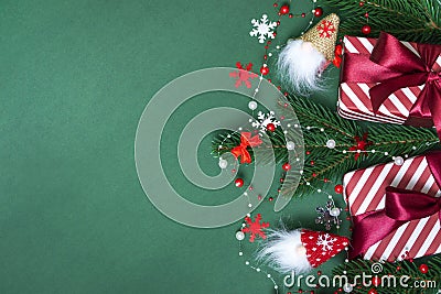 Christmas background. Flat new year mockup with copy space Stock Photo