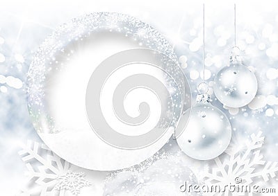 Christmas background with frost photo-frame Stock Photo