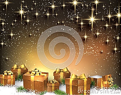 Christmas background with gift boxes. Vector Illustration