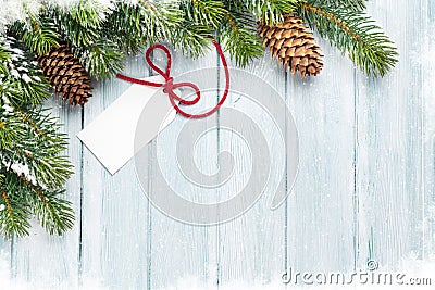 Christmas background with gift label Stock Photo