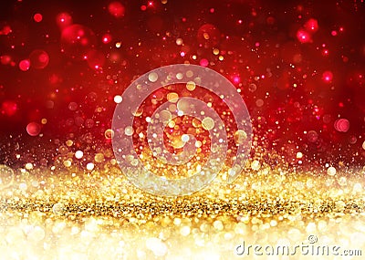 Christmas Background - Golden Glitter Stock Photo