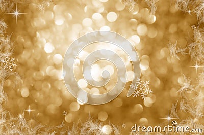Christmas Background. Golden Holiday Abstract Glitter Defocused Background With Blinking Stars. Blurred Bokeh Stock Photo