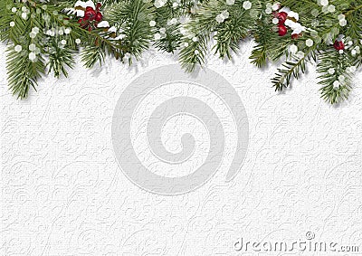 Christmas background with holly, firtree Stock Photo