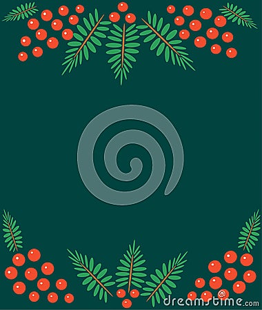 Christmas background image with mistletoe on a dark green background. Stock Photo