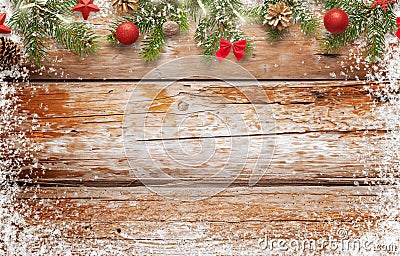 Christmas background image. wooden table with free space for text Stock Photo