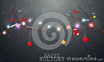 Christmas background with light and decoration Vector Illustration