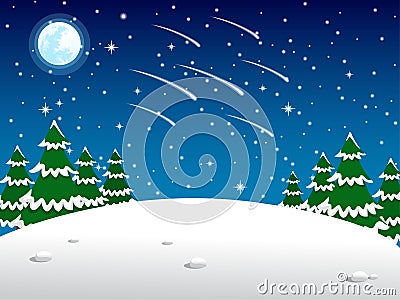 Christmas background in night meteor Vector Illustration