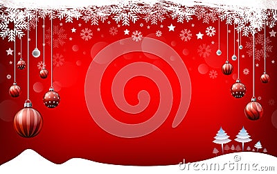 Christmas background, red background Happy New Year Vector Illustration